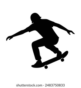 vector silhouette of a snowboarder jumping