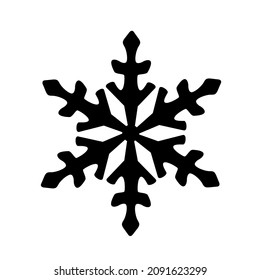 Vector silhouette of a snowflake in black color