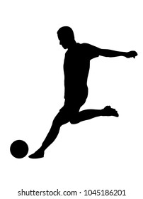vector de jugador de fútbol de silueta pateando la pelota