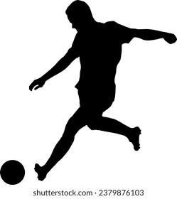 Vector silhouette of a soccer player shooting the ball
