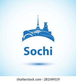 Vector silhouette of Sochi Russia. 