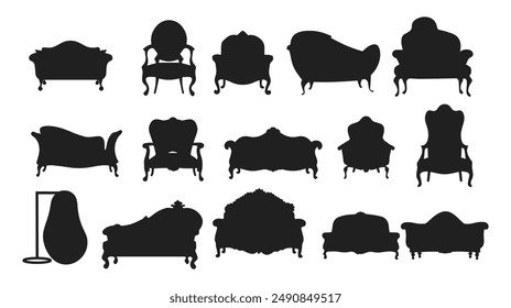 Vector silhouette of sofa on white background