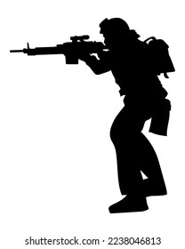 silueta vectorial de un soldado en armadura con una ametralladora EPS8