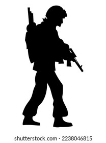 silueta vectorial de un soldado en armadura con una ametralladora EPS8