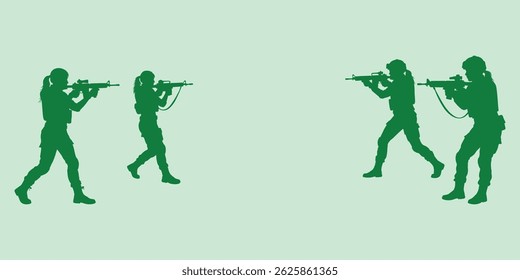 vector silhouette of a soldier fighting on the battlefield
