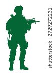 Vector silhouette of a soldier at war carrying a weapon Illustration Art