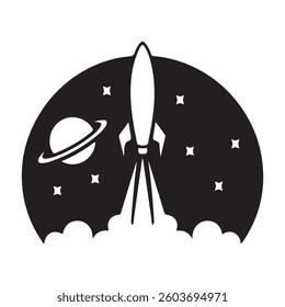 a vector silhouette of a space logo design with a white background