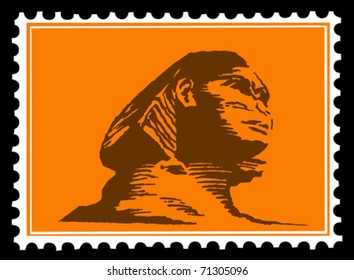 vector silhouette of the sphinx on postage stamps