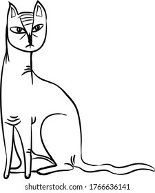 Vector silhouette of the
sphynx cat sitting, isolated on white background