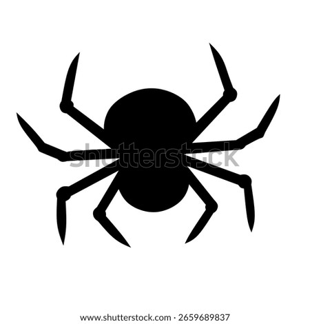 Vector silhouette of a spider with eight legs in solid black. Great for Halloween, horror themes, or insect-related graphic element