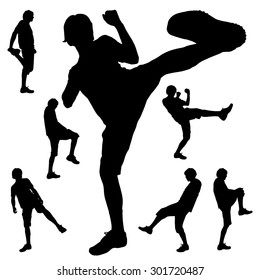 Vector silhouette sport man on white background.