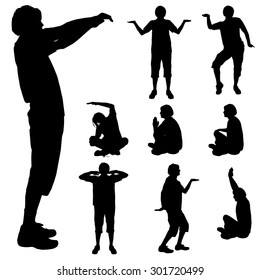 Vector silhouette sport man on white background.