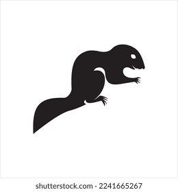 Vector silhouette squirrel, icon on white background