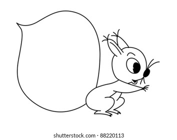vector silhouette squirrel on white background