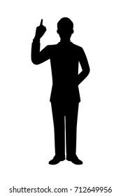 Vector silhouette of a standing businessman. Isolated vector on white background.
