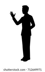 Vector silhouette of a standing businessman. Isolated vector on white background.
