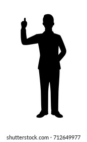 Vector silhouette of a standing businessman. Isolated vector on white background.