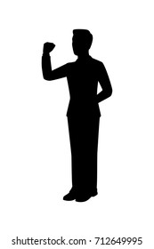 Vector silhouette of a standing businessman. Isolated vector on white background.