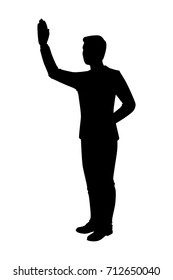 Vector silhouette of a standing businessman. Isolated vector on white background.