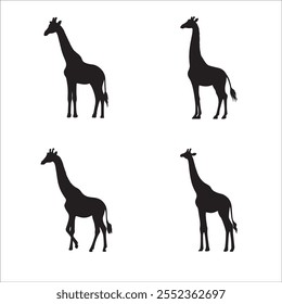 Silhueta Vetorial De Girafa Em Pé