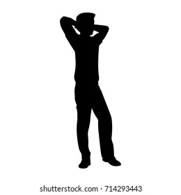 Vector silhouette of a standing man. Isolated vector on white background.