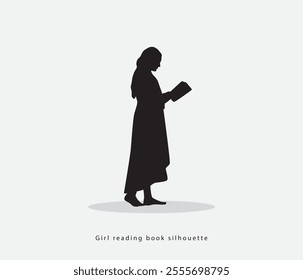 vector silhouette of a  standing person with a book