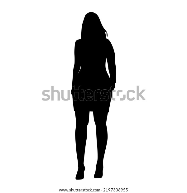 Vector Silhouette Standing Woman Beautiful Plus Stock Vector (Royalty ...