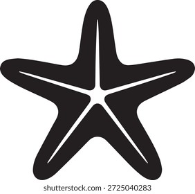 Silueta de Vector de una estrella de mar en negro. Forma simple del animal marino aislado en el fondo blanco. Perfecto para proyectos de océano, vida marina, playa, acuáticos y de diseño.