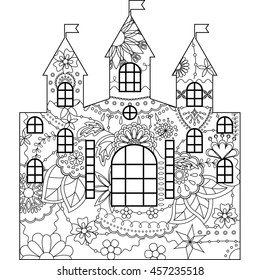 Vector silhouette, stencil, template castle for coloring