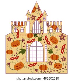 vector silhouette, stencil, template halloween castle retro