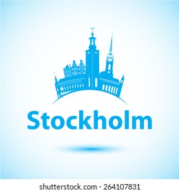 Vector silhouette of Stockholm, Sweden. City skyline.