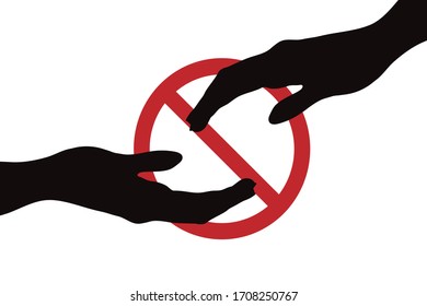 Silueta vectorial de contacto de parada por las manos. Símbolo de saludable.