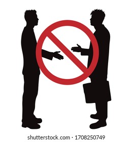 Vector silhouette of stop handshake. Symbol of healthy.