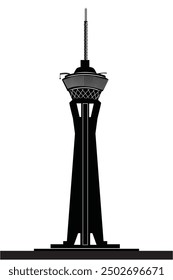 A vector silhouette of the Stratosphere Tower in Las Vegas—perfect for branding, marketing, or custom designs. Easily editable for a variety of creative uses