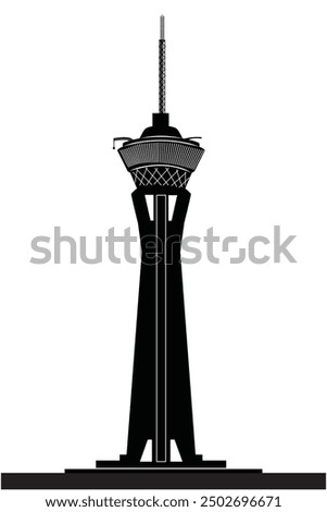 A vector silhouette of the Stratosphere Tower in Las Vegas—perfect for branding, marketing, or custom designs. Easily editable for a variety of creative uses