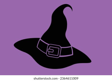 Vector Silhouette Style Halloween Witch Hat Empty Lines Icons Set, outline and filled witch hat designs, linear and full pictogram isolated on white background Halloween Symbol  Logo Illustration
