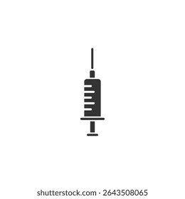 Ilustração em estilo de silhueta vetorial de uma seringa médica ou agulha de injeção. Perfeito para saúde, vacinação, campanhas de imunização, aplicativos hospitalares e conteúdo farmacêutico.