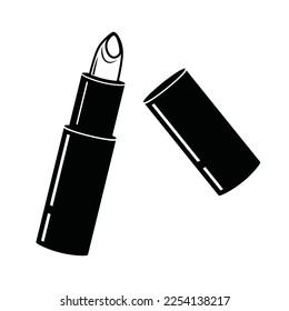 Vector Silhouette Style Lipstick outline doodle icon. Lipstick sketch illustration for print, web, mobile and infographics isolated on white background. Black and White Element.