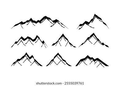 vector silhouette style mountain icon set