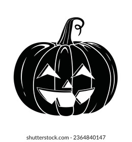 Calabaza Halloween con forma de silueta vectorial con miedo Aislada sobre fondo blanco Icona de calabaza en blanco y negro con expresiones de cara espeluznantes Feliz Truco o Tratamiento de Halloween 