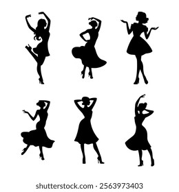 Vector Silhouette Of Stylish Women