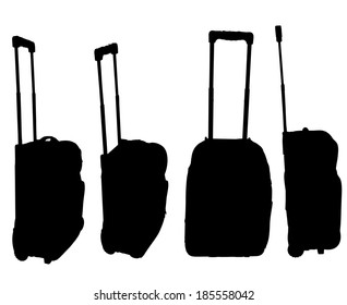 Vector silhouette suitcase on a white background.