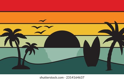 Vector silhouette of a summer afternoon. It is perfect for content in summer. Backgrounds, banners, feeds, logos, greeting cards, posters and more.