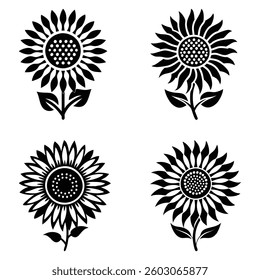 vector silhouette of a sunflower with its large, round head and tall, sturdy stem, radiating a sense of warmth