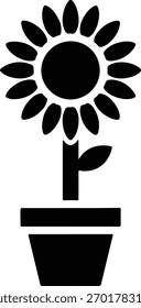 Girasol de silueta de Vector en una ilustración mínima de la olla