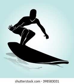 Vector silhouette Surfer
