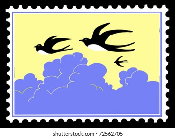 ingesta vectorial de silueta en sellos postales