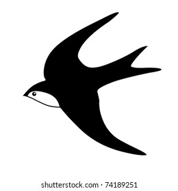 vector silhouette of the swallow on white background