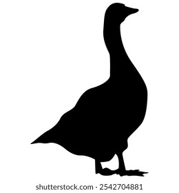 Vector Silhouette of Swan, Goose, or Duck – Versatile Minimalist Design for Icon, Wallpaper, or Background, Editable and Scalable EPS