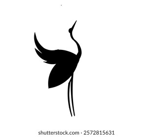 Vector silhouette of a swan spreading its wings